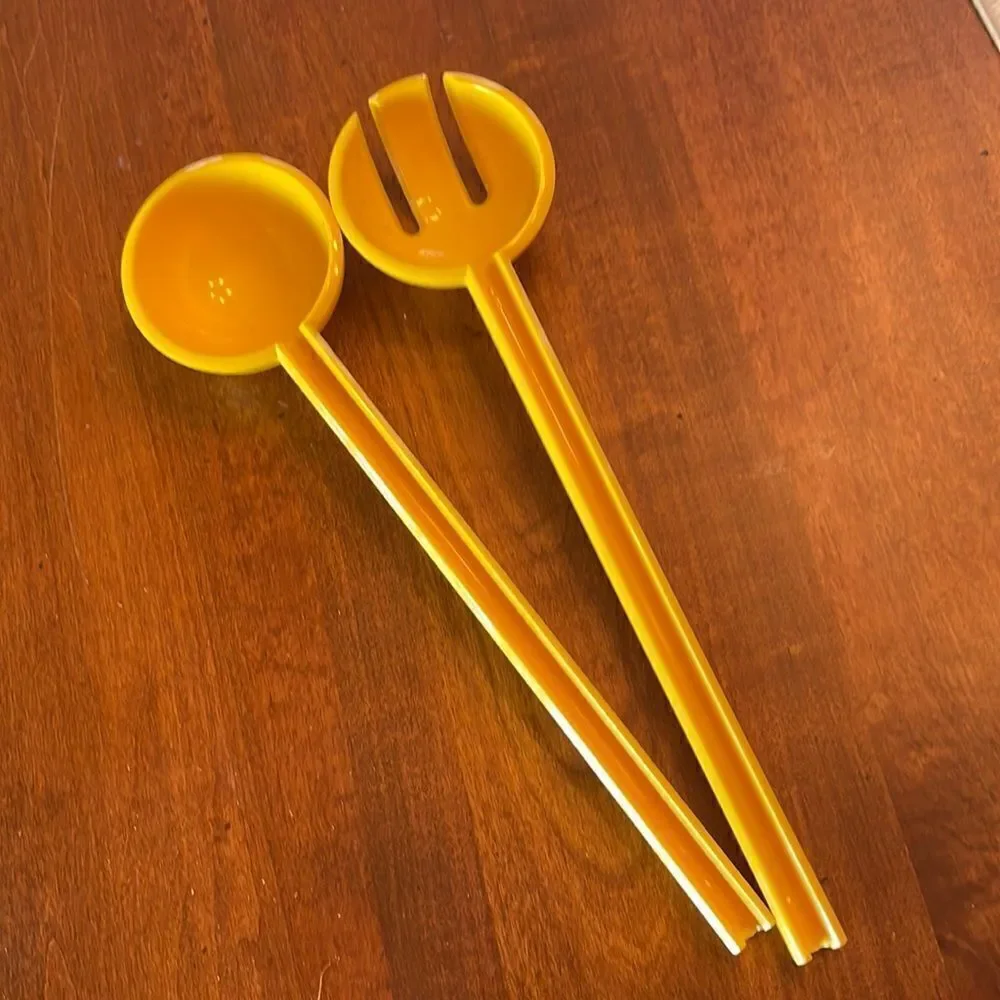 MCM Bright Yellow Acrylic Salad Set